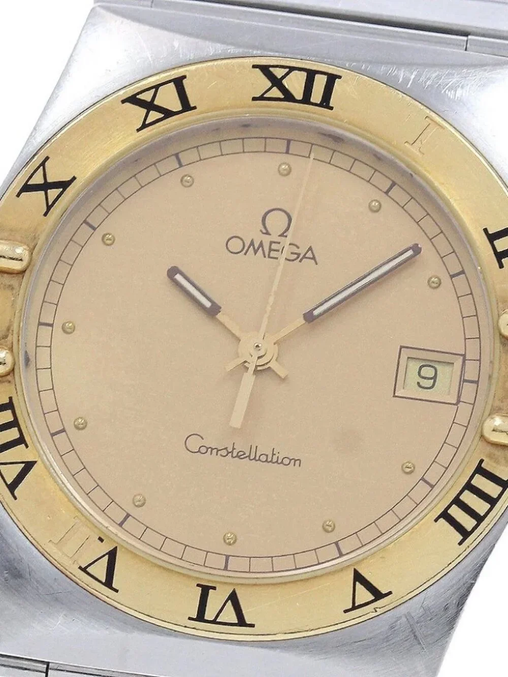 OMEGA Constellation flat bezel Date gold Dial Quartz Men's Watch_958289